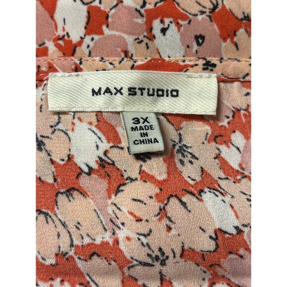 Max Studio NWOT Women's Plus Size 3X Flutter Sleeve Waist Tie Dress Floral Boho - Picture 5 of 6